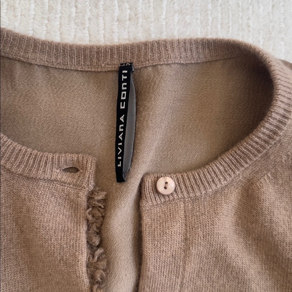 LIVIANA CONTI Wool Cashmere Tan Button-Up Cardigan size IT 46 US L - Picture 4 of 6